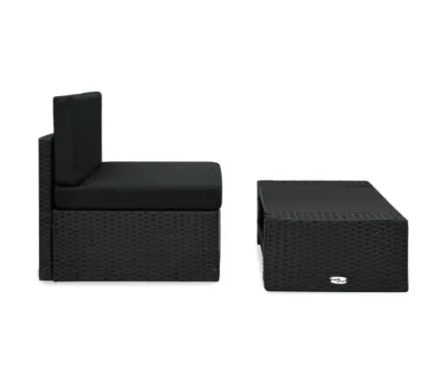 2-Daļīgs Dārza Atpūtas Mēbeļu Komplekts, Pe Rotangpalma, Melns Vidaxl