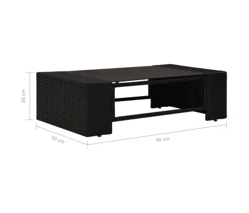 2-Daļīgs Dārza Atpūtas Mēbeļu Komplekts, Pe Rotangpalma, Melns Vidaxl