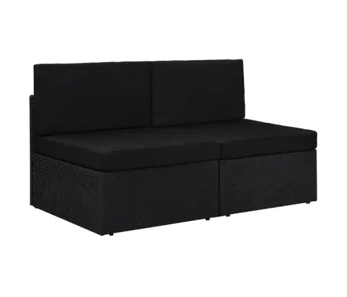 Moduļu Dīvāns, Divvietīgs, Melna Pe Rotangpalma Vidaxl