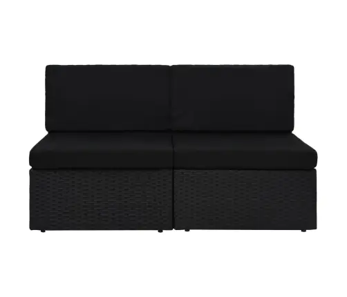 Moduļu Dīvāns, Divvietīgs, Melna Pe Rotangpalma Vidaxl