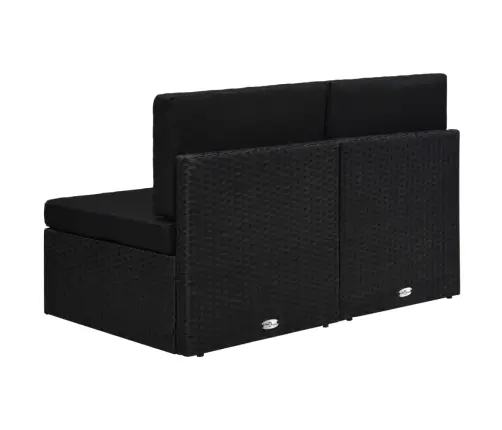 Moduļu Dīvāns, Divvietīgs, Melna Pe Rotangpalma Vidaxl