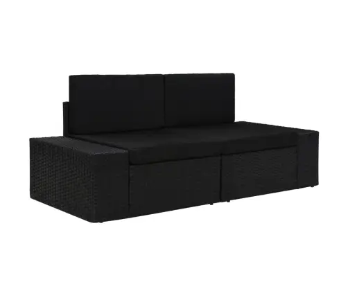 Moduļu Dīvāns, Divvietīgs, Melna Pe Rotangpalma Vidaxl