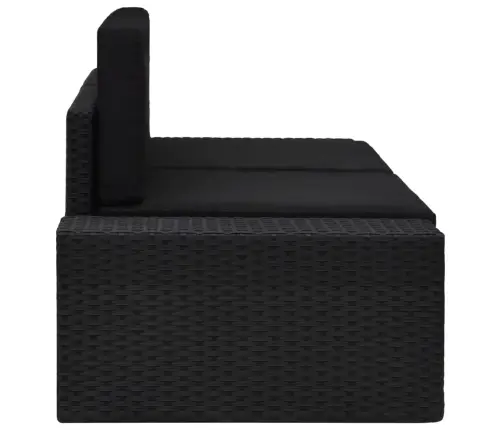 Moduļu Dīvāns, Divvietīgs, Melna Pe Rotangpalma Vidaxl