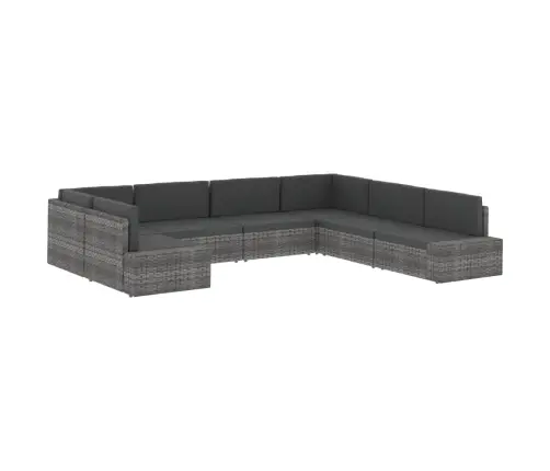 Modulinė Trivietė Sofa, Juodos Spalvos, Poliratanas