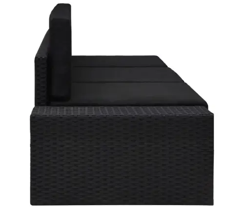 Modulinė Trivietė Sofa, Juodos Spalvos, Poliratanas