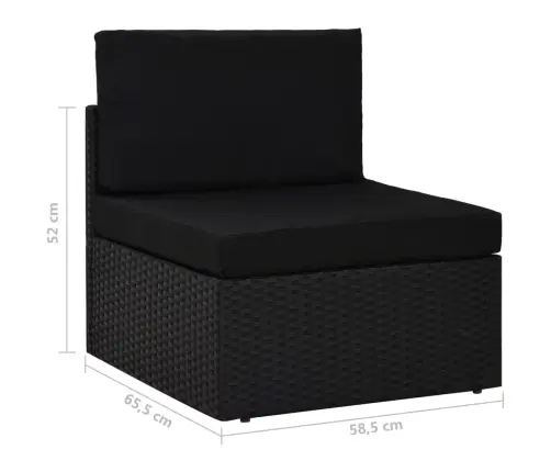 Modulinė Trivietė Sofa, Juodos Spalvos, Poliratanas