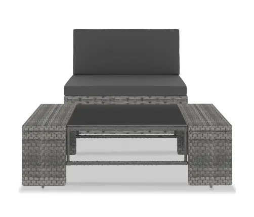 2-Daļīgs Dārza Atpūtas Mēbeļu Komplekts, Pe Rotangpalma, Pelēks Vidaxl