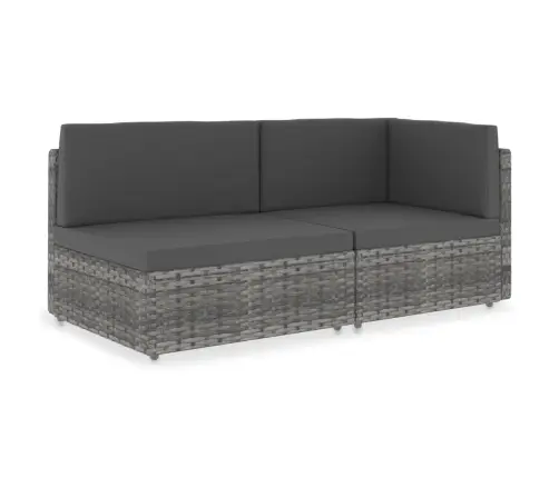 Moduļu Dīvāns, Divvietīgs, Pelēka Pe Rotangpalma Vidaxl