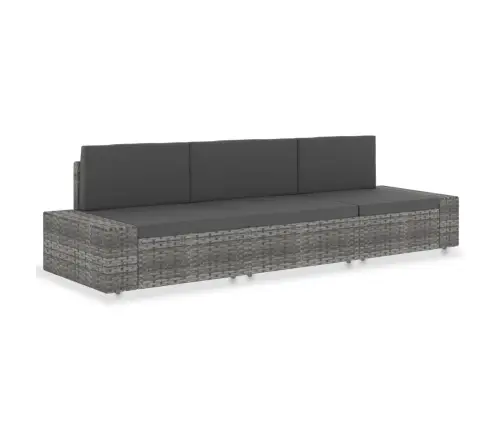 Modulinė Trivietė Sofa, Pilkos Spalvos, Poliratanas