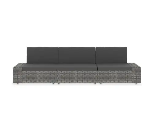 Modulinė Trivietė Sofa, Pilkos Spalvos, Poliratanas
