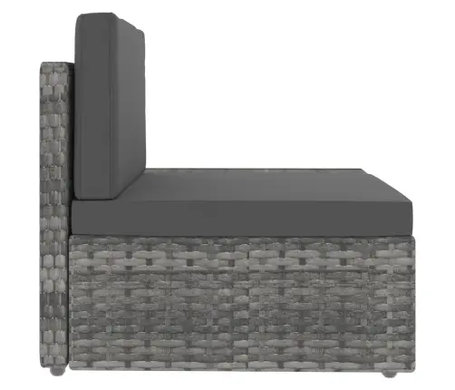 Modulinė Trivietė Sofa, Pilkos Spalvos, Poliratanas