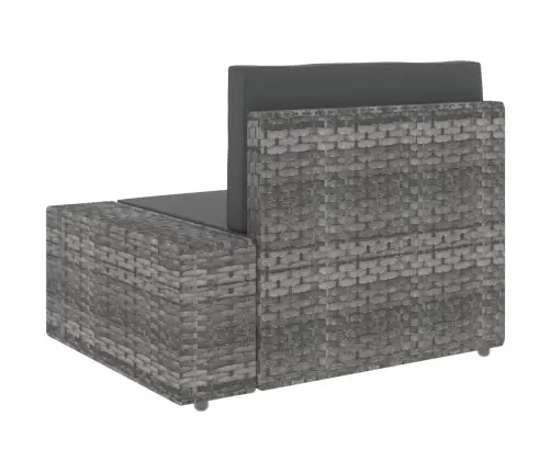 Modulinė Trivietė Sofa, Pilkos Spalvos, Poliratanas