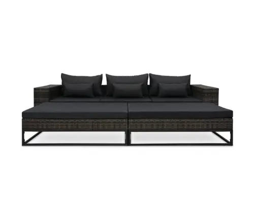 5-Daļīgs Dārza Dīvāna Komplekts Ar Matračiem, Pelēks Pe Pinums Vidaxl