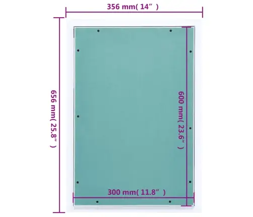 Revīzijas Lūka, Alumīnija Rāmis, Ģipškartons, 300X600 Mm Vidaxl