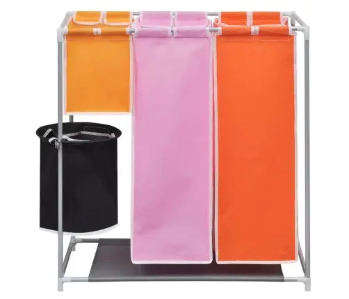 3-Daļīgi Veļas Grozi Ar Mazgāšanas Kasti, 2 Gab. Vidaxl