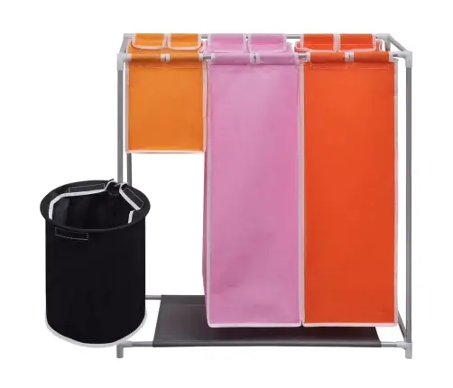 3-Daļīgi Veļas Grozi Ar Mazgāšanas Kasti, 2 Gab. Vidaxl