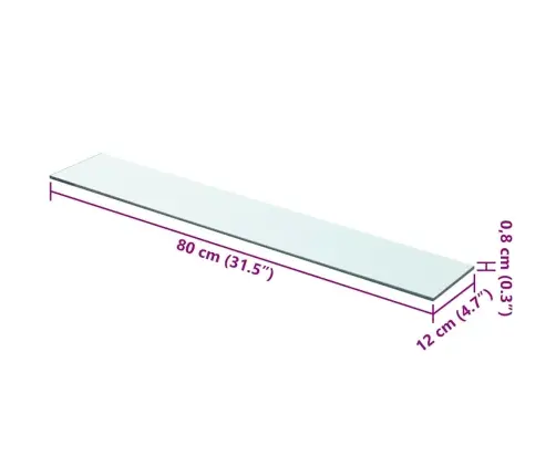 Stikla Plauktu Paneļi, 2 Gab., 80X12 Cm, Caurspīdīgi Vidaxl