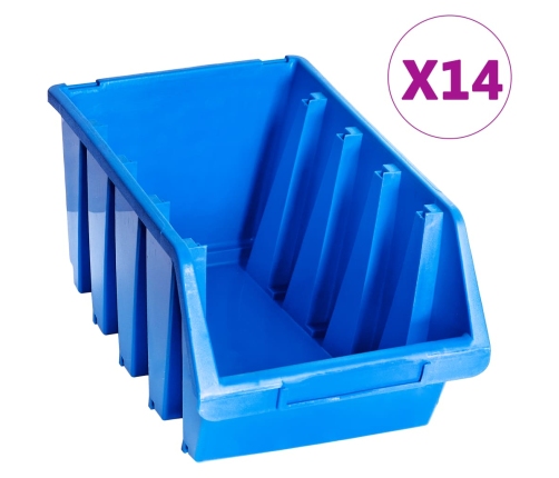 Uzglabāšanas Nodalījumi, 14 Gab., Zila Plastmasa Vidaxl