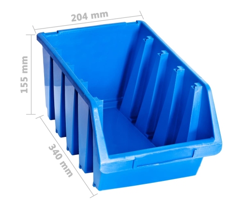 Uzglabāšanas Nodalījumi, 14 Gab., Zila Plastmasa Vidaxl