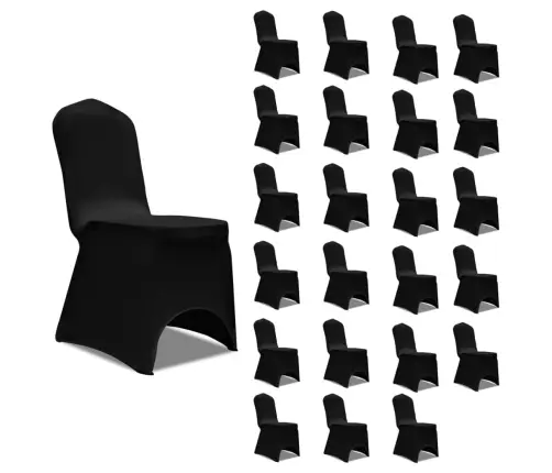 Krēslu Pārvalki, 24 Gab., Melns Elastīgs Audums Vidaxl