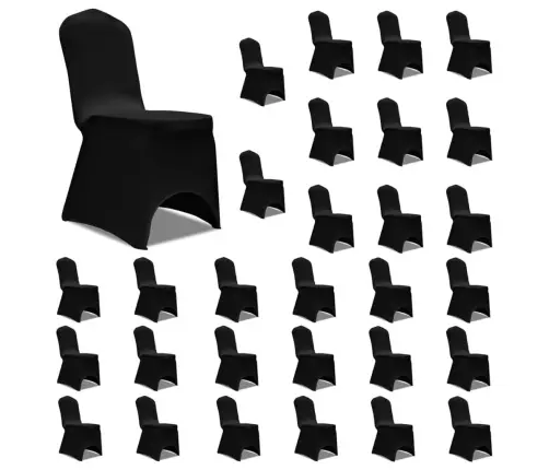 Krēslu Pārvalki, 30 Gab., Melns Elastīgs Audums Vidaxl