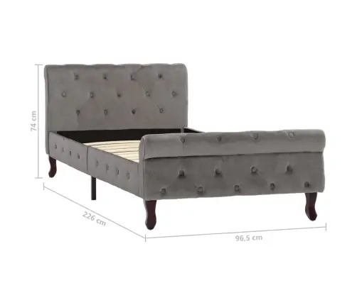 Lovos Rėmas, Pilkos Spalvos, 90X200cm Aksomas