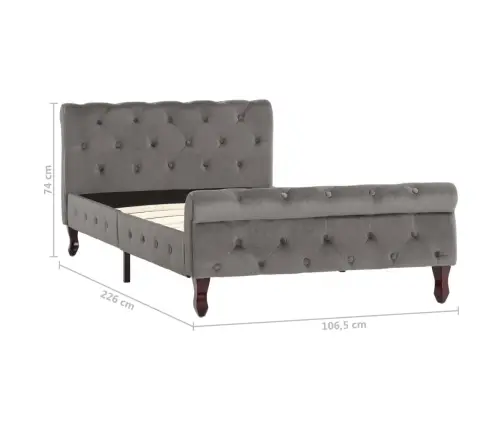 Voodiraam, Hall, Samet, 100 X 200 Cm