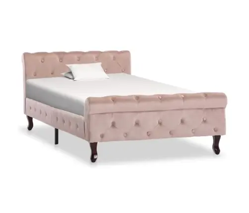 Voodiraam, Roosa, Samet, 100 X 200 Cm