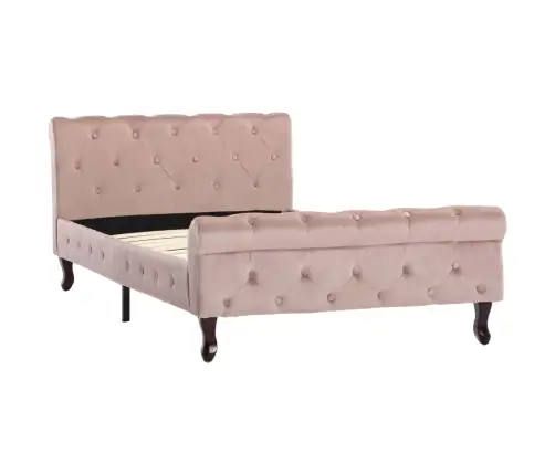 Voodiraam, Roosa, Samet, 100 X 200 Cm