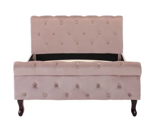 Voodiraam, Roosa, Samet, 100 X 200 Cm