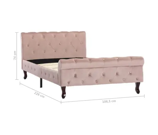 Voodiraam, Roosa, Samet, 100 X 200 Cm