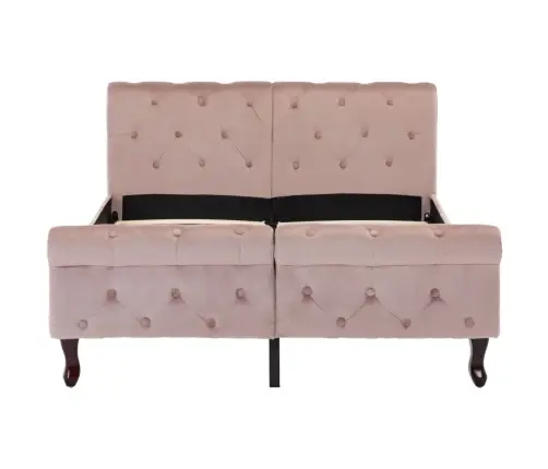 Gultas Rāmis, Rozā Samts, 120X200 Cm Vidaxl