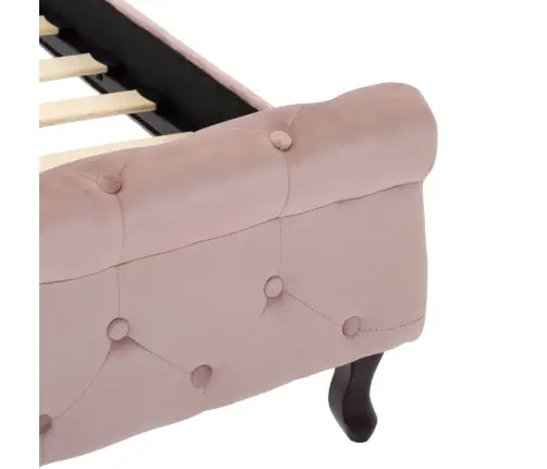 Gultas Rāmis, Rozā Samts, 120X200 Cm Vidaxl