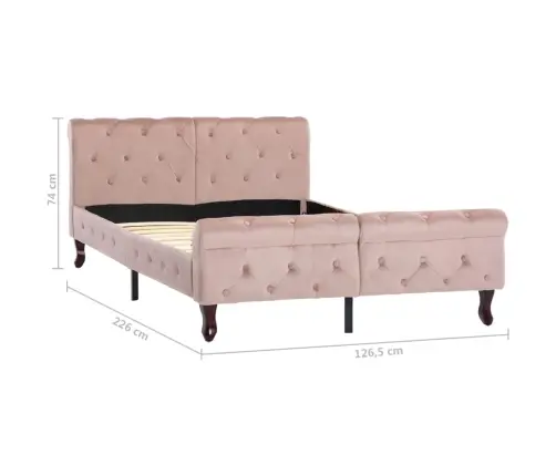 Gultas Rāmis, Rozā Samts, 120X200 Cm Vidaxl