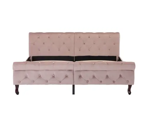 Gultas Rāmis, Rozā Samts, 160X200 Cm Vidaxl