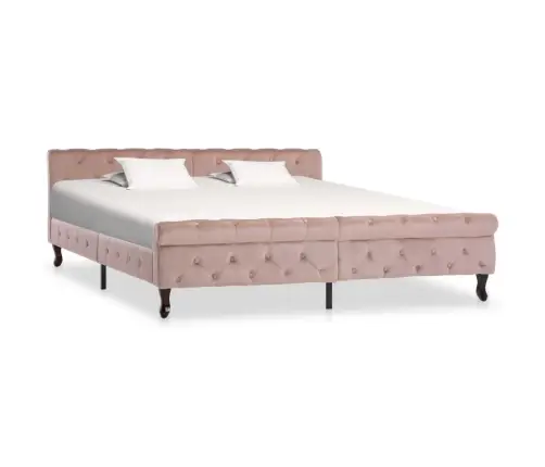 Voodiraam, Roosa, Samet, 180 X 200 Cm