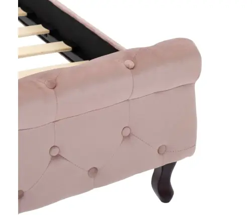 Gultas Rāmis, Rozā Samts, 200X200 Cm Vidaxl