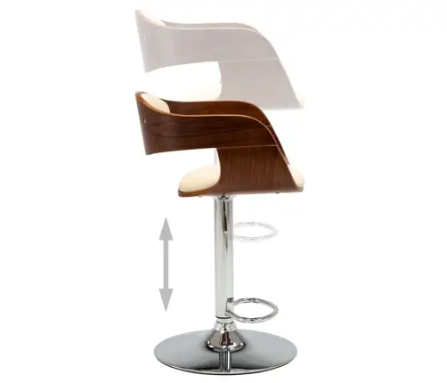 Bāra Krēsli, 2 Gab., Izliekts Koks, Krēmkrāsas Mākslīgā Āda Vidaxl