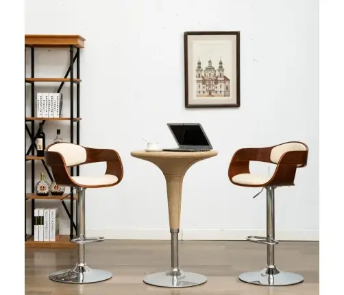 Bāra Krēsli, 2 Gab., Izliekts Koks, Krēmkrāsas Mākslīgā Āda Vidaxl