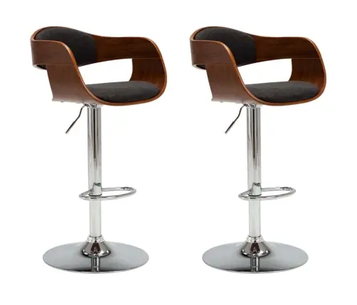 Bāra Krēsli, 2 Gab., Liekts Koks, Pelēks Audums Vidaxl