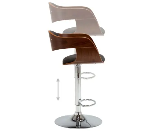 Bāra Krēsli, 2 Gab., Liekts Koks, Pelēks Audums Vidaxl