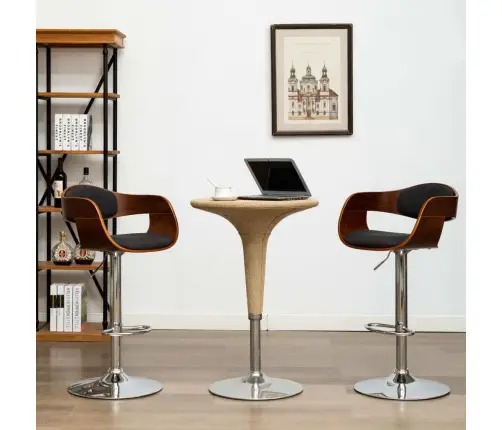 Bāra Krēsli, 2 Gab., Liekts Koks, Pelēks Audums Vidaxl