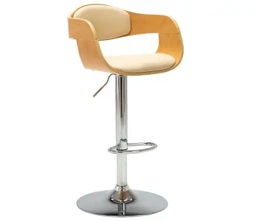 Baaritoolid 2 Tk, Kreemjasvalge, Painutatud Puit Ja Kunstnahk