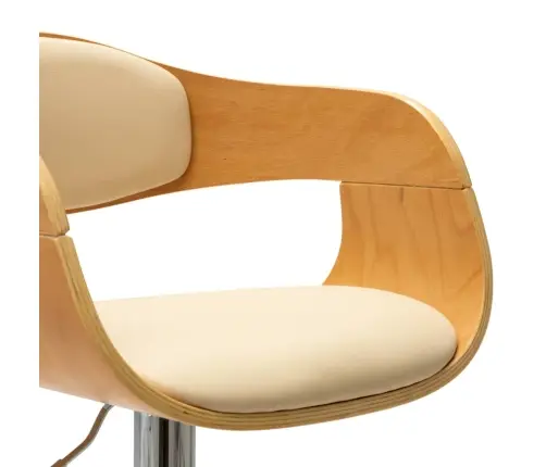 Baaritoolid 2 Tk, Kreemjasvalge, Painutatud Puit Ja Kunstnahk