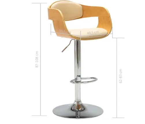 Baaritoolid 2 Tk, Kreemjasvalge, Painutatud Puit Ja Kunstnahk