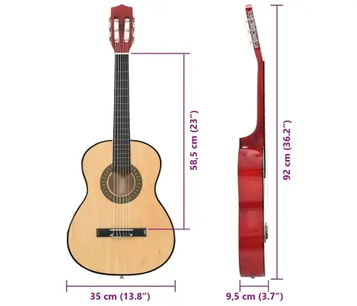 Klasikinė Gitara Pradedantiesiems, 3/4 36", Amerikinė Liepa