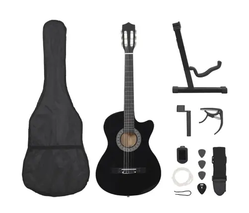 12-Daļīgs Klasiskās Ģitāras Komplekts, Ar 6 Stīgām, Melns, 38