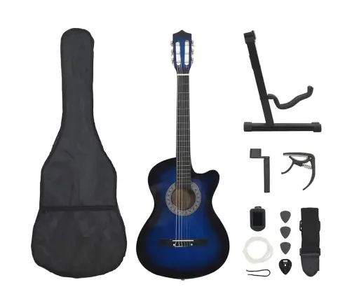 12-Daļīgs Klasiskās Ģitāras Komplekts, Ar 6 Stīgām, Zils, 38