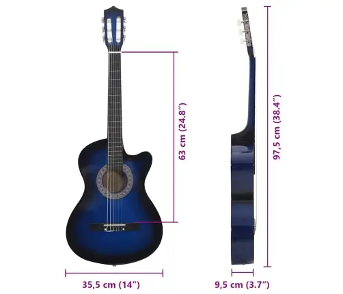 12-Daļīgs Klasiskās Ģitāras Komplekts, Ar 6 Stīgām, Zils, 38