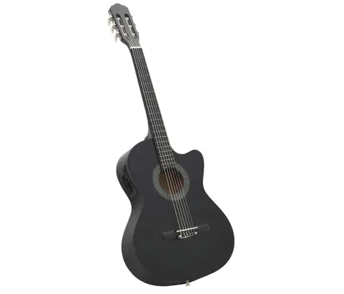 12-Daļīgs Ģitāras Komplekts Ar 6 Stīgām Un Ekvalaizeru, Melns Vidaxl